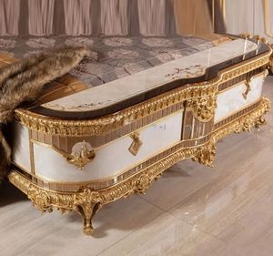 Hot Sale Hotel Nelligan Luxury Classic Gold White Bedroom Set Tufted Upholstered Bed Frame Carved Wooden Furniture European - Product Image 2