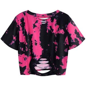 เสื้อกล้ามครอปแขนสั้นลำลองสำหรับผู้หญิง ดีไซน์ด้านหน้าสไตล์สตรีทแวร์ - Product Image 4