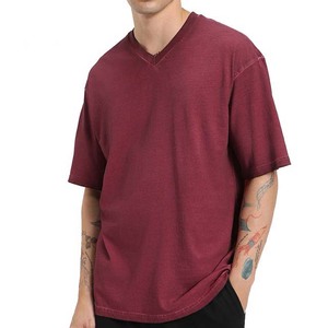 Hot Sell Men Summer Plain T-shirt Solid Color Short Sleeve Loose <b>Fit</b> <b>V</b>-neck Casual Tee Men's Clothing Plus Size Men's Shirts - Product Image 2