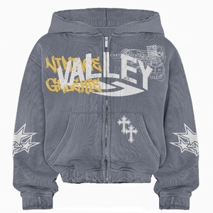 Sweat-shirts à capuche zippés pour hommes, imprimés flamme, élégants, avec techniques de broderie, style streetwear personnalisé et tendance - Product Image 4