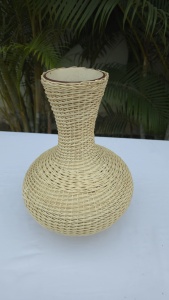 Jarrón Redondo de Ratán Blanco Ecológico, Maceta Decorativa Tejida a Mano para Hogares, Hoteles y Resorts - Product Image 2