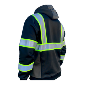 เสื้อฮู้ดสะท้อนแสง Hi Vis สำหรับผู้ชาย เสื้อแจ็คเก็ตนิรภัยสำหรับทำงาน ระบายอากาศได้ดี ผลิตจากโพลีเอสเตอร์ เหมาะสำหรับใส่ลำลองกลางแจ้งในฤดูใบไม้ร่วง ทรงปกติ - Product Image 5