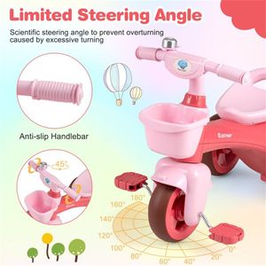 Triciclo per Bambini 3-5 Anni con Struttura Triangolare, Cestini Portaoggetti Anteriori e Posteriori, Stabile - Product Image 5