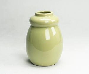 Jarrón Decorativo de Cerámica Chic con Acabado Brillante Color Pistacho, Diseño de Borde en Capas Único para Decoración Moderna del Hogar - Product Image 3