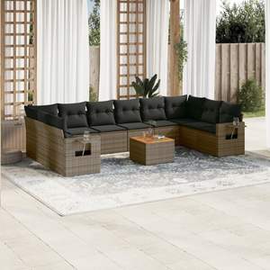 Conjunto de Sofás de Jardín de Ratán Gris, 6 Plazas, Resistente a la Intemperie, Muebles de Exterior de Diseño Contemporáneo - Product Image 1