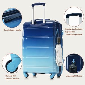 Set di Valigie da 20 Pollici con Porta USB, Certificato per Compagnie Aeree, in ABS+PC, Guscio Rigido, Ruote Girevoli, Elegante Bagaglio a Mano - Product Image 3
