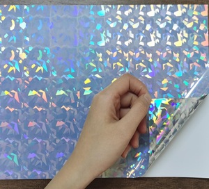 ฟิล์มไวนิลโฮโลแกรมลายกระจกแตกแบบมีกาวในตัว แผ่นสะท้อนแสงสีรุ้งสำหรับงานฝีมือ ตกแต่ง ห่อของขวัญ - Product Image 1