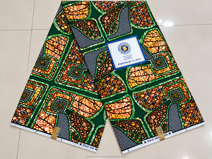 Navy Green Luxury African <b>Wax</b> Print Ankara Fabric Geometric Patchwork Pattern for Women Dressmaking - Product Image 6