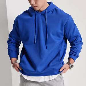 เสื้อฮู้ดผู้ชายไซส์ใหญ่ สีพื้น ผ้าฝ้ายฟลีซ สวมใส่สบายๆ สำหรับฤดูใบไม้ร่วง ทรงปกติ มีกระเป๋า - Product Image 5