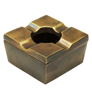 Ensemble de 2 cendriers ronds en métal, finition argent et or, accessoires pour fumeurs, cendrier à cigares, prix de gros - Product Image 5