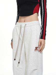 HANO 2024 Casual ODM Women Canvas Breathable Spring Mid <b>Elastic</b> Waist <b>Lace</b>-up Nonwoven Straight-Leg Cargo Pants Loose Fit - Product Image 6