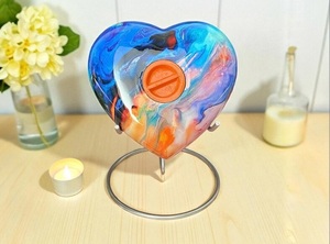 <b>Tie</b> Dye Baby & Pet Cremation Urn for Human Ashes Eco-Friendly Durable Aluminum Urn with Cross Heart Design - Product Image 4
