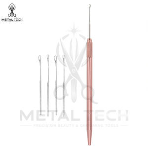 Rose Gold Steel Wire Hair Extension Loop <b>Threader</b> <b>Needle</b> Tool Textured Handle Micro Bead Pulling Latch Hook Fitting Hardware Set - Product Image 2