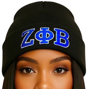 Zeta Phi Beta Beanie Chenille Embroidery Greek Sorority Apparel ZPB Winter Hat Unisex Premium Knit Cap - Product Image 2