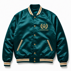 Custom Satin <b>Jacket</b> <b>Mens</b> Wholesale Lightweight Bomber Coat Embroidered Logo Streetwear Manufacturer Supplier - Product Image 1