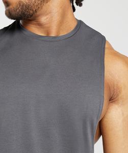 Débardeur d'entraînement sans manches pour hommes, 95% coton 5% polyester, avec logo personnalisé, méthode de tissage tricoté - Product Image 4