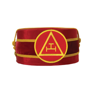 Casquette de Régalia Maçonnique en Gros, Modèle Ancien Prêtre Supérieur du Chapitre Royal Arch, avec Emblème Rouge et Tresse Dorée - Product Image 4