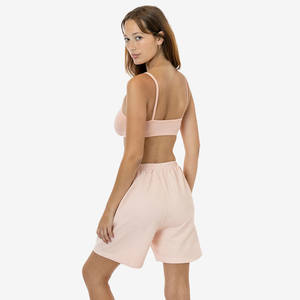 Shorts en molleton français de haute qualité pour femmes, écologiques, taille élastique, fitness, gym, coton uni, shorts en molleton français pour femmes - Product Image 4