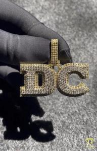Iced Out " DC " Letter Necklace Custom <b>Initial</b> <b>Pendant</b> Hip Hop Rap Jewelry For Streetwear Style - Product Image 2