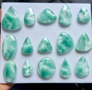 Lot de cabochons en héminorphite bleue naturelle, forme poire ovale, à dos plat, pierres précieuses en vrac MAHNAJ GEMS - Product Image 3