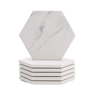 Modern <b>Ceramic</b> Marble <b>Coaster</b> Set with Brass Inlay Hexagon Shape Stylish Handmade Table Protection <b>Coasters</b> for Hotel Home - Product Image 3