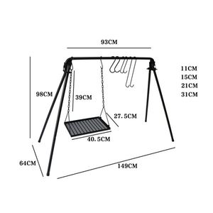 Rejillas de hierro ajustables y plegables para barbacoa, soporte de cocina para fogata con ganchos para colgar, rejilla de cocina para fogata de camping - Product Image 6