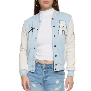 Ladies Hooded Varsity <b>Jacket</b> Comfortable Letterman Bomber Casual Streetwear Outerwear Wholesale Supplier - Product Image 1