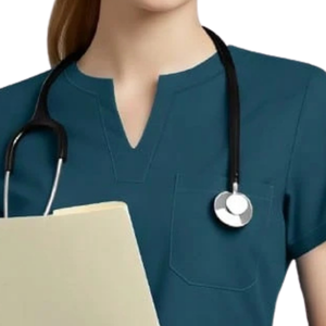 Ensemble de blouses médicales unisexes, col en V, manches courtes, uniforme extensible, tissu tissé avec poches pour hôpital, clinique, clinique vétérinaire - Product Image 5