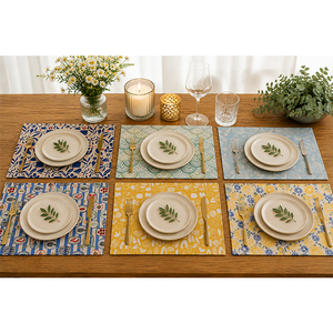 Set de table en coton et lin imprimé sur mesure |   Napperons de table lavables et écologiques |   Linge de cuisine et de table imprimé numériquement pour la maison - Product Image 1