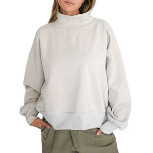 Oferta Imperdible: Sudaderas Oversize de Algodón 100% para Mujer con Cuello Mock, Corte Cuadrado, Manga Larga y Paneles, Estilo Urbano OEM - Product Image 1