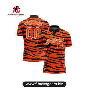 Just Fitness Gears Men's Black <b>Orange</b> Custom for Shirt Long Sleeve Solid Breathable Embroidered Sporty Knitted Polyester - Product Image 5