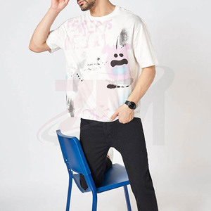 T-shirt graphique surdimensionné pour hommes, Streetwear, imprimé Graffiti abstrait, en coton, décontracté, à manches courtes, nouvelle collection en solde - Product Image 5