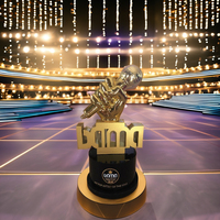 Trophée en métal en résine de cristal de haute qualité pour récompenses sportives professionnelles personnalisées sérigraphié au laser