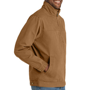 Chaqueta Bomber Unisex de Lona Color Bronceado, Cuello Camisero, Cierre de Cremallera, Estilo Casual para Otoño, Corte Regular, Bolsillos, Transpirable, Secado Rápido - Product Image 4
