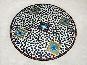 แผ่นรองจานโมเสกแก้วทรงกลม ดีไซน์โบฮีเมียน ทำมือ เส้นผ่านศูนย์กลาง 600 มม. แผ่นรองตกแต่ง - Product Image 5