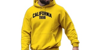 2025 Mejor personalizado 100% Poliéster Contraste Amarillo California Impreso Chándal con capucha para hombres - Product Image 3