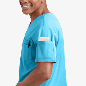 Blouses médicales unisexes pour infirmières, médecins et ambulanciers – Écologiques, en satin tricoté, avec détection d'aiguilles – Vêtements professionnels pour hôpitaux - Product Image 4