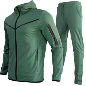 Men's Hooded Tracksuit <b>Set</b> Color Blocking Sporty Full Sleeve Breathable Polyester Cotton Autumn Wear Regular Fit Drawstring Pant - Product Image 2