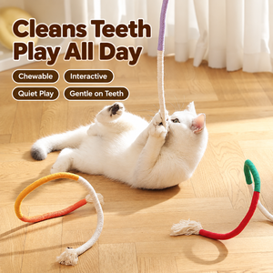 <b>Cat</b> <b>Chew</b> Rope <b>Toy</b> Cotton Braided Kitten Teething Biting Rope <b>Toy</b> Interactive <b>Cat</b> Dental Floss Rope for Indoor <b>Cats</b> Self Play Bor - Product Image 1