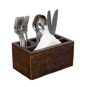 Porte-ustensiles en bois de noyer, support à couverts, organisateur de cuillères, fourchettes et couteaux, rangement pour comptoir de cuisine, support en bois rustique - Product Image 1