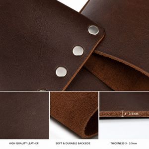 Ensemble de pochettes à outils ajustables en cuir véritable marron avec boucle en acier massif pour électricien, plombier et travaux en extérieur - Product Image 6