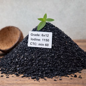 Carbón de Cáscara de Coco 6X12 Mesh, Calidad de Exportación, Valor de Yodo 1150, Pérdida por Atrito Mínima del 2%, Estándares ASTM, CTC 60 Min, Proveedor - Product Image 1