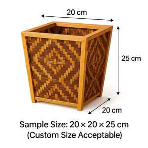 Maceta Cuadrada de Bambú Tejida y Tallada a Mano |   Soporte Ecológico para Plantas de Interior Colgantes |   Biodegradable |   Tamaño Personalizado - Product Image 3