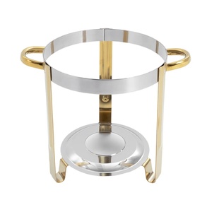 ถาดอุ่นอาหารทรงกลมโลหะเคลือบทองพร้อมฝาปิด - Product Image 2