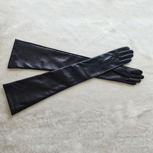 Elegant Black Leather Opera <b>Gloves</b> <b>Long</b> Winter Party Wear Durable Fashion Women's <b>Gloves</b> - Product Image 4