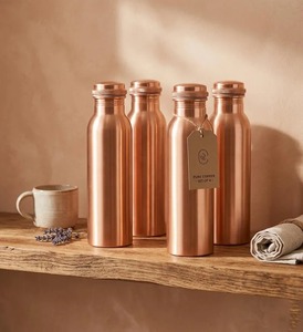 Ensemble de bouteilles d'eau jetables multi-usages en cuivre pur, luxe, écologiques, cadeau bien-être pour la maison - Product Image 1