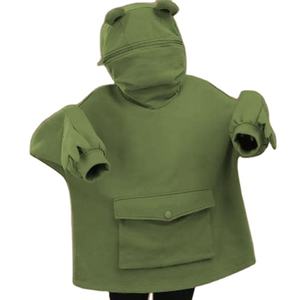 Sweat à capuche grenouille de dessin animé avec oreilles mignonnes brodées, poche, coupe ample, streetwear, logo personnalisé OEM - Product Image 1