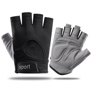 Gants de sport demi-doigts en cuir PU unisexe pour musculation, entraînement fitness, amélioration de la préhension, avec support de poignet à enfiler - Product Image 1