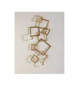 งานศิลปะตกแต่งผนังลวดทองรูปทรงเรขาคณิตสมัยใหม่ แผงปริซึมสี่เหลี่ยมขนาดใหญ่ งานประติมากรรมศิลปะเส้นเหล็กตกแต่ง สำหรับห้องนั่งเล่นหรูหรา - Product Image 6