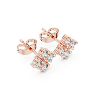 Boucles d'oreilles en or rose 14 carats avec diamant rond cultivé en laboratoire pour un usage quotidien, pour femmes |   Nouveau diamant cultivé - Product Image 4